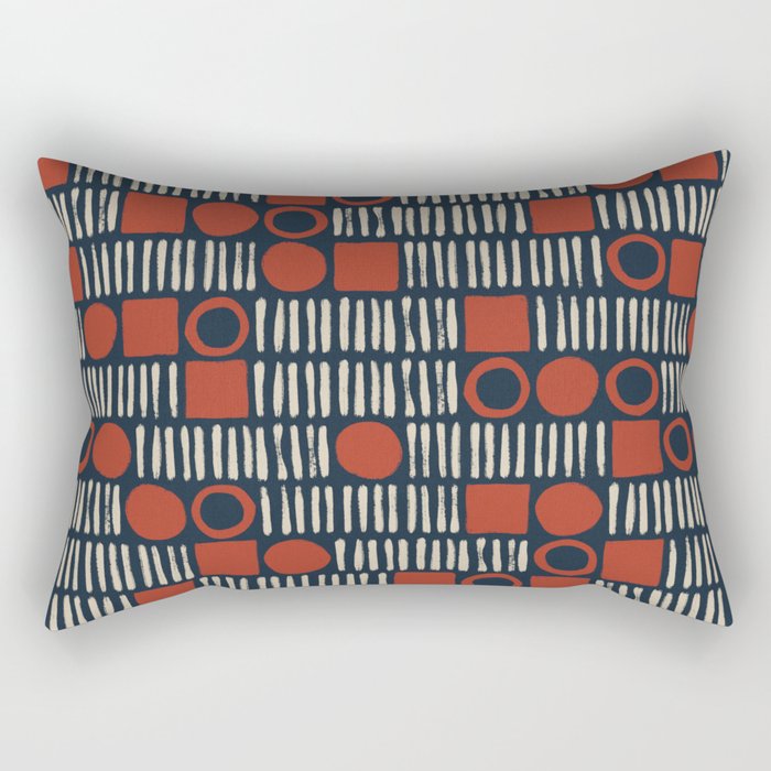 Red & Blue Hand-drawn Pattern #2 Rectangular Pillow Gallery Image 1