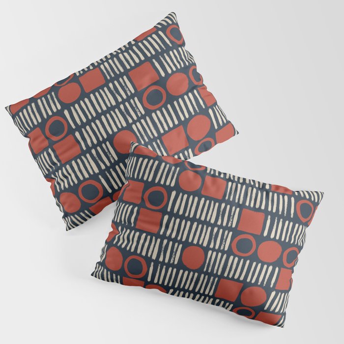 Red & Blue Hand-drawn Pattern #2 Pillow Sham Gallery Image 1