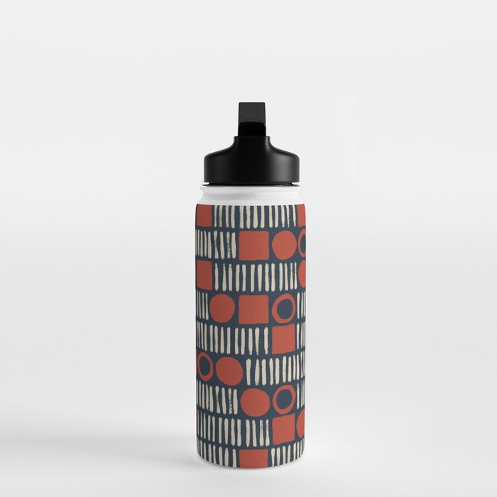 Red & Blue Hand-drawn Pattern #2 Water Bottle Gallery Image 3