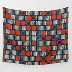 Red & Blue Hand-drawn Pattern #2 Wall Tapestry Gallery Image 4