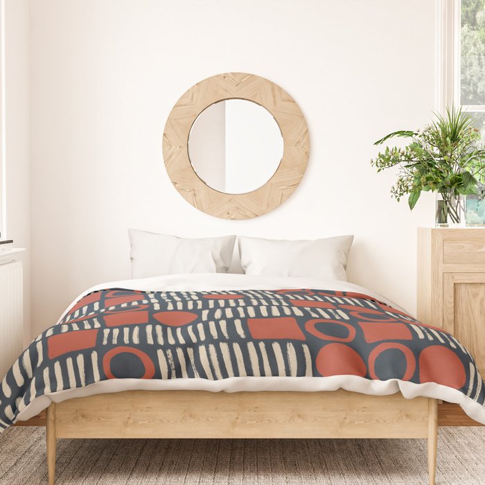 Red & Blue Hand-drawn Pattern #2 Duvet Cover Gallery Image 3