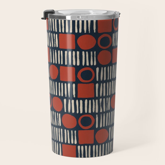 Red & Blue Hand-drawn Pattern #2 Travel Mug Gallery Image 3