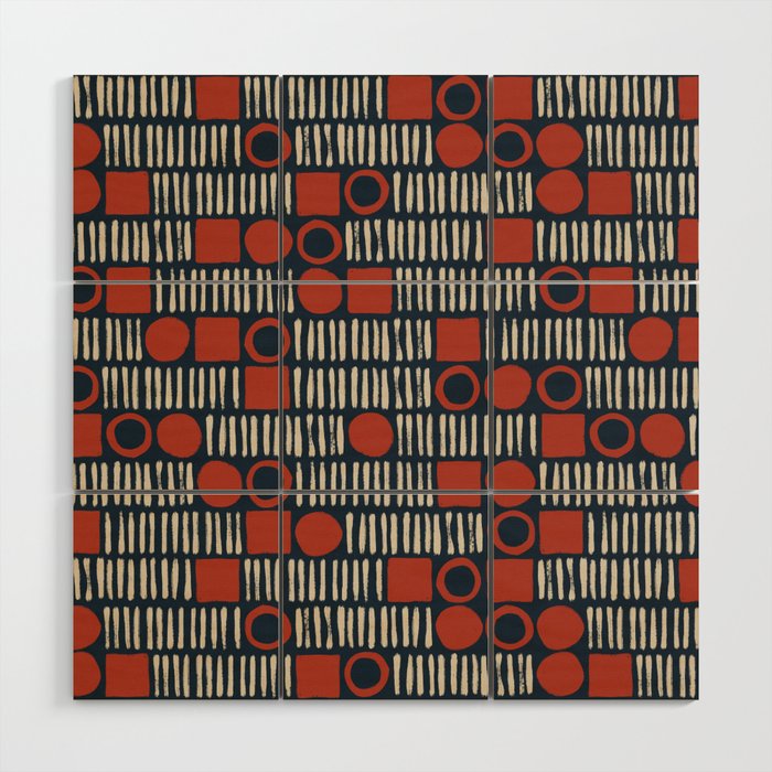 Red & Blue Hand-drawn Pattern #2 Wood Wall Art Gallery Image 1