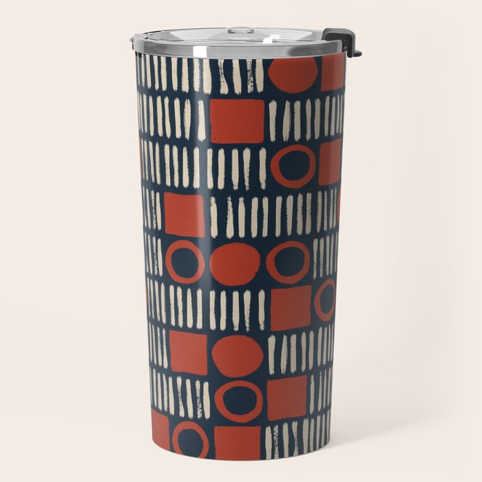 Red & Blue Hand-drawn Pattern #2 Travel Mug Gallery Image 2