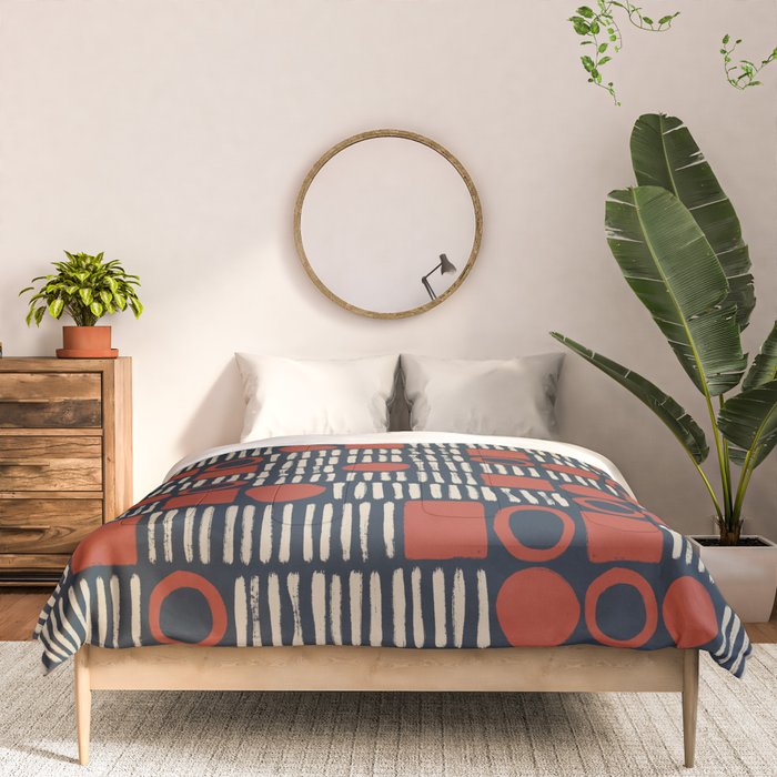 Red & Blue Hand-drawn Pattern #2 Comforter Gallery Image 3