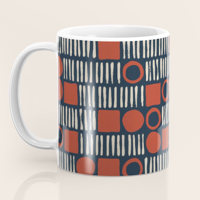 Red & Blue Hand-drawn Pattern #2 Coffee Mug Gallery Image 3