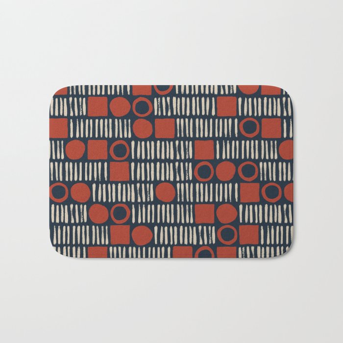 Red & Blue Hand-drawn Pattern #2 Bath Mat Gallery Image 1