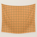 Mid Century Modern Atomic Dots and Stars Retro Pattern in Mossy Sage Olive Green Orange Beige Small Wall Tapestry Gallery Image 4