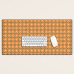 Mid Century Modern Atomic Dots and Stars Retro Pattern in Mossy Sage Olive Green Orange Beige Small Desk Mat Gallery Image 1