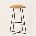 Mid Century Modern Atomic Dots and Stars Retro Pattern in Mossy Sage Olive Green Orange Beige Small Stool Gallery Image 1