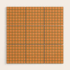 Mid Century Modern Atomic Dots and Stars Retro Pattern in Mossy Sage Olive Green Orange Beige Small Wood Wall Art Gallery Image 1