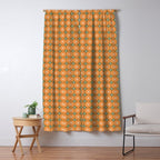 Mid Century Modern Atomic Dots and Stars Retro Pattern in Mossy Sage Olive Green Orange Beige Small Window Curtain Gallery Image 5