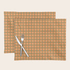 Mid Century Modern Atomic Dots and Stars Retro Pattern in Mossy Sage Olive Green Orange Beige Small Placemat Gallery Image 1