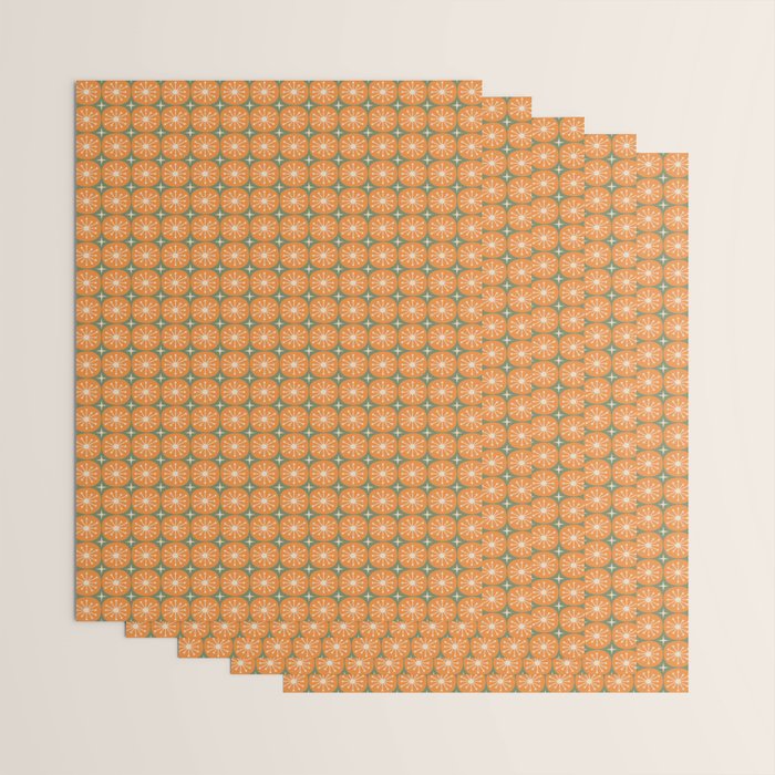 Mid Century Modern Atomic Dots and Stars Retro Pattern in Mossy Sage Olive Green Orange Beige Small Wrapping Paper Gallery Image 3