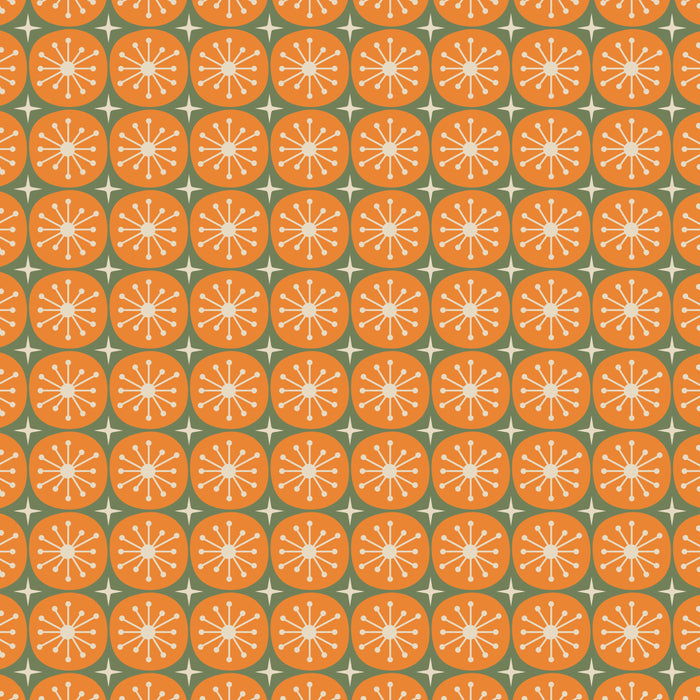 Mid Century Modern Atomic Dots and Stars Retro Pattern in Mossy Sage Olive Green Orange Beige Small Coffee Mug Gallery Image 2