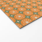 Mid Century Modern Atomic Dots and Stars Retro Pattern in Mossy Sage Olive Green Orange Beige Small Welcome Mat Gallery Image 2