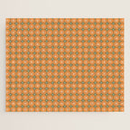 Mid Century Modern Atomic Dots and Stars Retro Pattern in Mossy Sage Olive Green Orange Beige Small Jigsaw Puzzle Gallery Image 1
