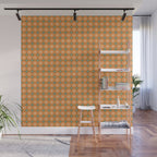 Mid Century Modern Atomic Dots and Stars Retro Pattern in Mossy Sage Olive Green Orange Beige Small Wall Mural Gallery Image 1