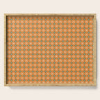 Mid Century Modern Atomic Dots and Stars Retro Pattern in Mossy Sage Olive Green Orange Beige Small Serving Tray Gallery Image 1