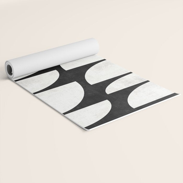Mid-Century Modern Pattern No.8 - Black and White Yoga Mat Gallery Image 2