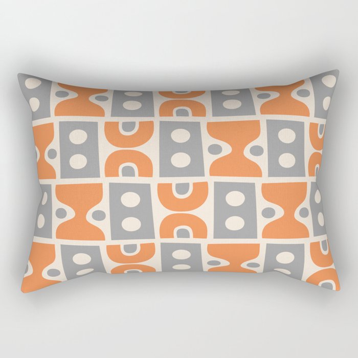 Funky Mid Century Modern Pattern 694 Orange and Gray Rectangular Pillow Gallery Image 1