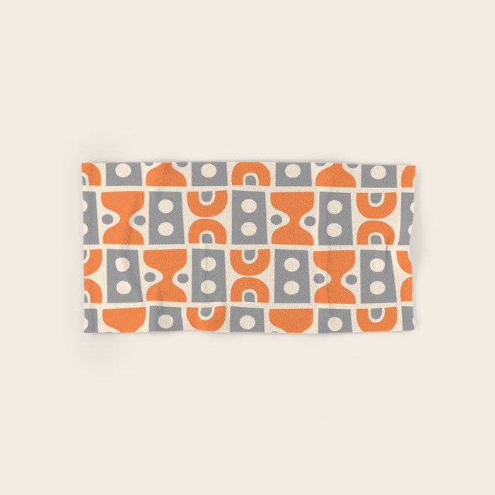 Funky Mid Century Modern Pattern 694 Orange and Gray Bath Towel Gallery Image 1