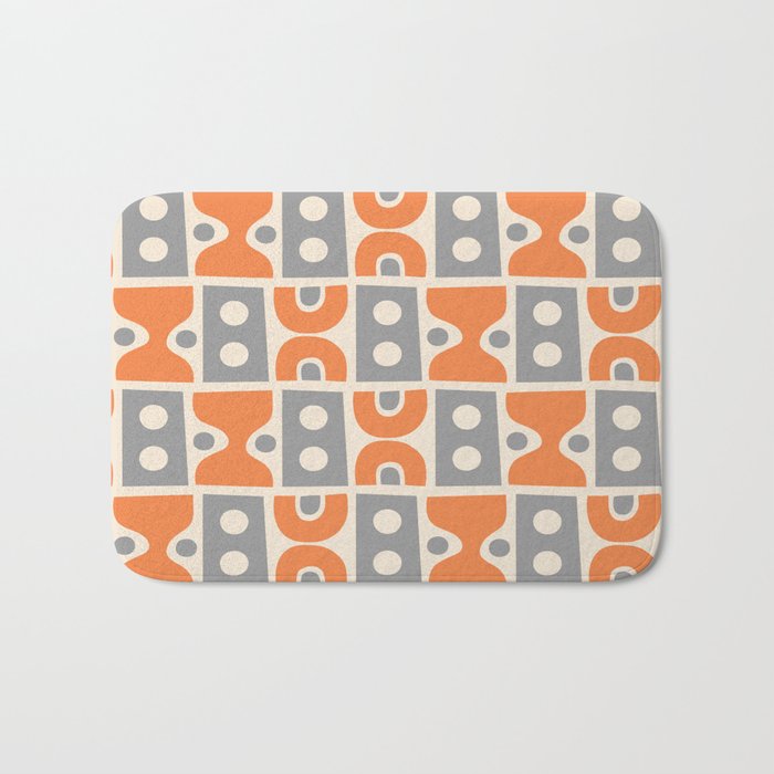 Funky Mid Century Modern Pattern 694 Orange and Gray Bath Mat Gallery Image 1