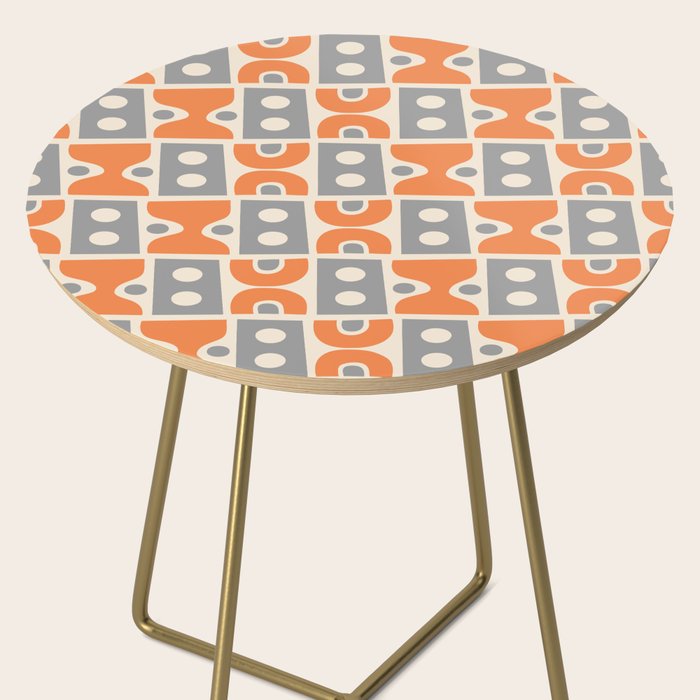 Funky Mid Century Modern Pattern 694 Orange and Gray Side Table Gallery Image 2