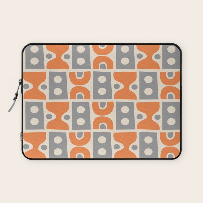 Funky Mid Century Modern Pattern 694 Orange and Gray Laptop Sleeve Gallery Image 1