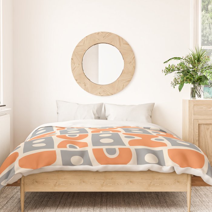 Funky Mid Century Modern Pattern 694 Orange and Gray Duvet Cover Gallery Image 3