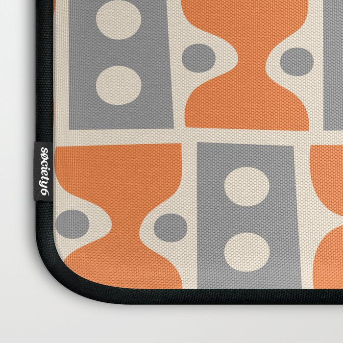 Funky Mid Century Modern Pattern 694 Orange and Gray Laptop Sleeve Gallery Image 3