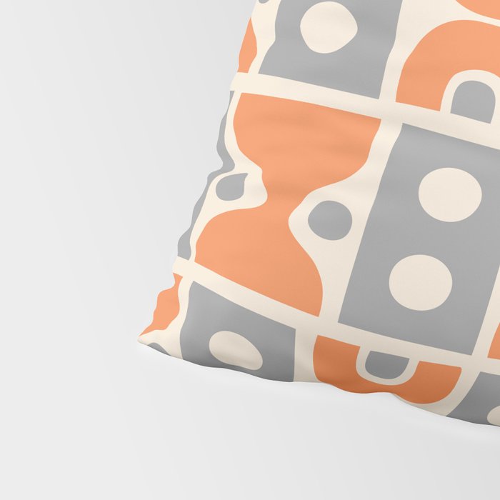 Funky Mid Century Modern Pattern 694 Orange and Gray Pillow Sham Gallery Image 4