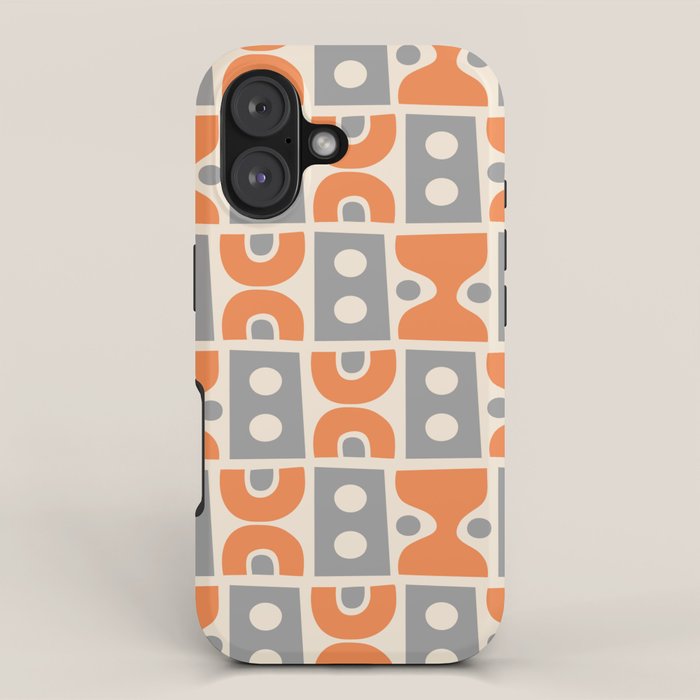 Funky Mid Century Modern Pattern 694 Orange and Gray iPhone Case Gallery Image 1