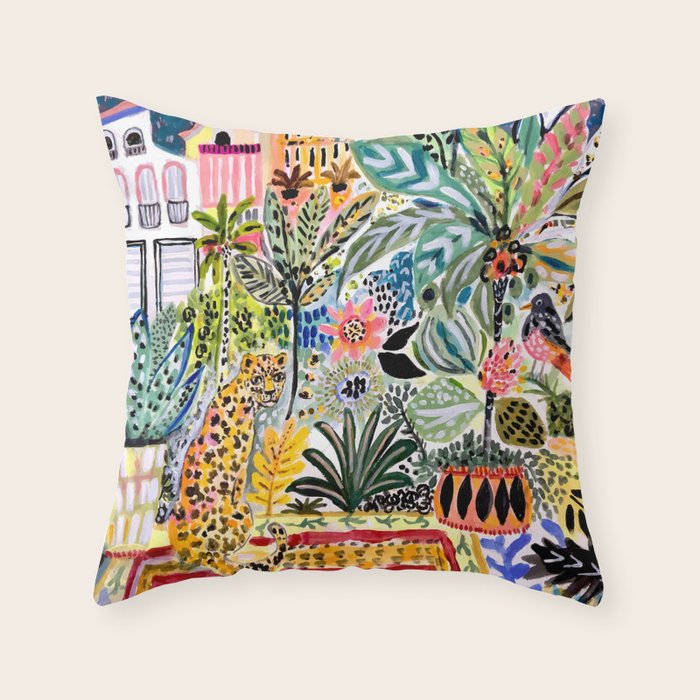 Karen Fields Tiger in the City Throw Pillow Gallery Image 1