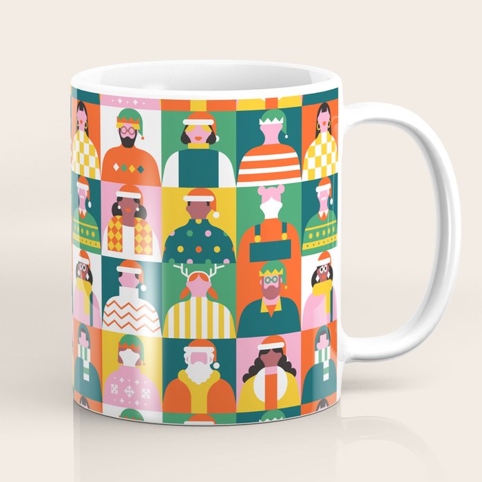 Diverse festive christmas people mosaic pattern Coffee Mug Gallery Image 1