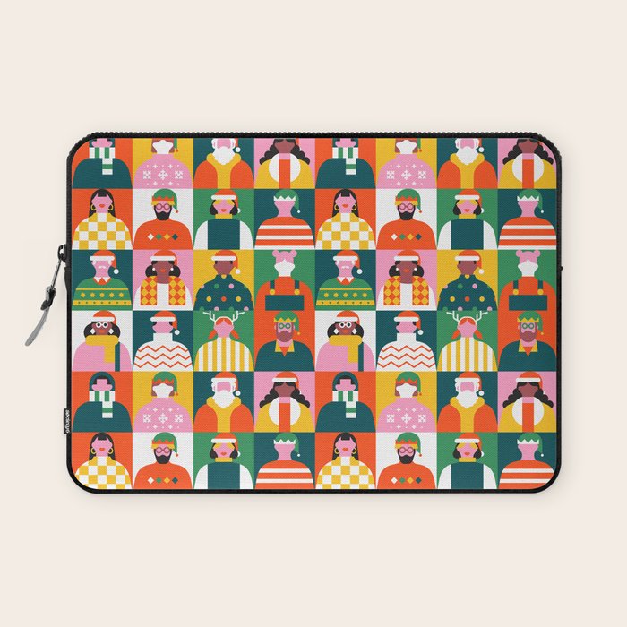 Diverse festive christmas people mosaic pattern Laptop Sleeve Gallery Image 1