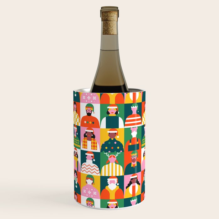 Diverse festive christmas people mosaic pattern Wine Chiller Gallery Image 3