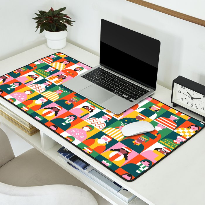 Diverse festive christmas people mosaic pattern Desk Mat Gallery Image 2