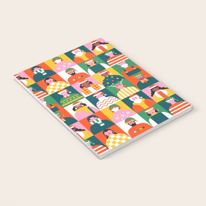 Diverse festive christmas people mosaic pattern Notebook Gallery Image 3