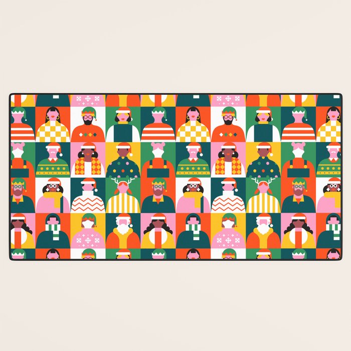 Diverse festive christmas people mosaic pattern Desk Mat Gallery Image 3