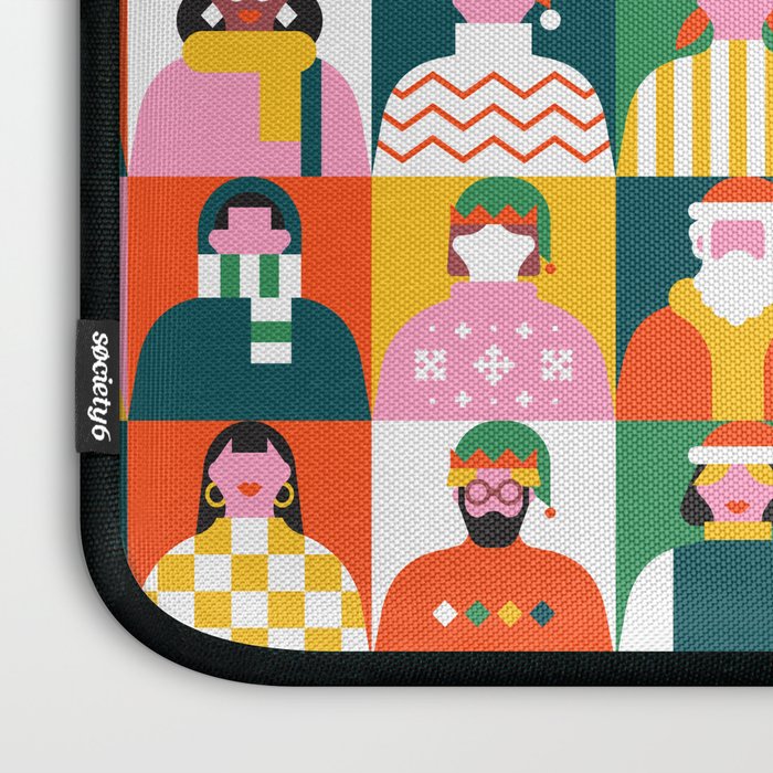 Diverse festive christmas people mosaic pattern Laptop Sleeve Gallery Image 3