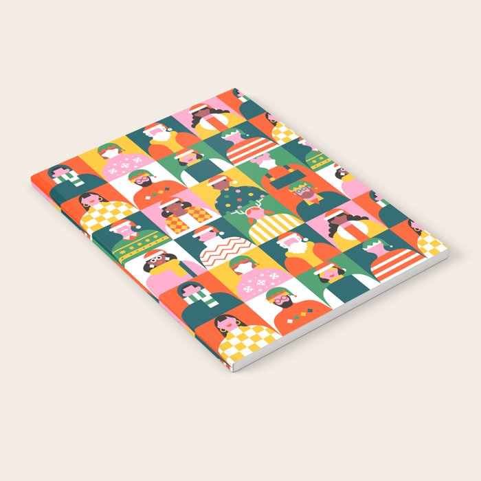 Diverse festive christmas people mosaic pattern Notebook Gallery Image 2
