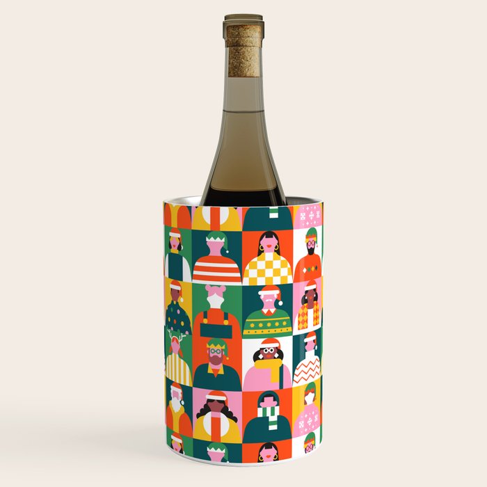 Diverse festive christmas people mosaic pattern Wine Chiller Gallery Image 1