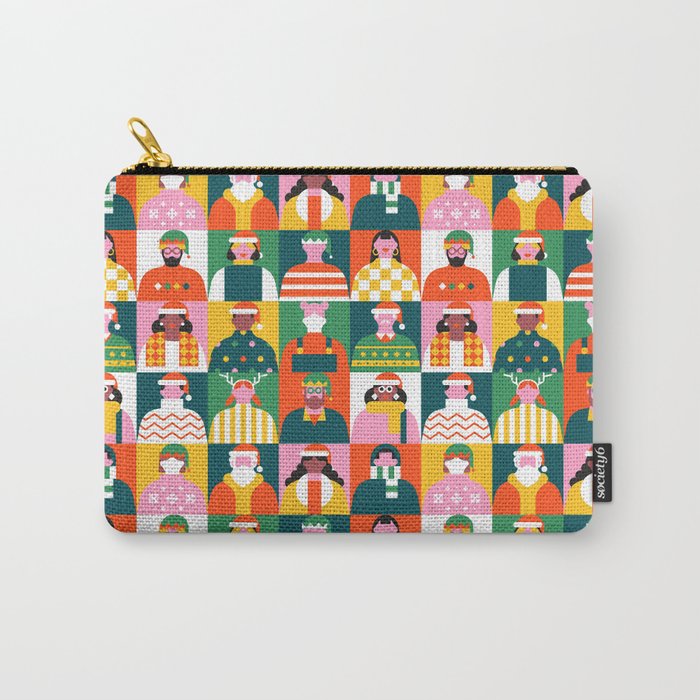 Diverse festive christmas people mosaic pattern Carry All Pouch Gallery Image 1