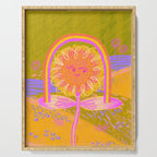 Retro Sunflower & Rainbow in Green & Pink Serving Tray Gallery Image 1