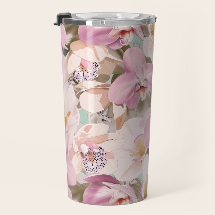 Lush Pink Tropical Flowers I Travel Mug Gallery Image 3
