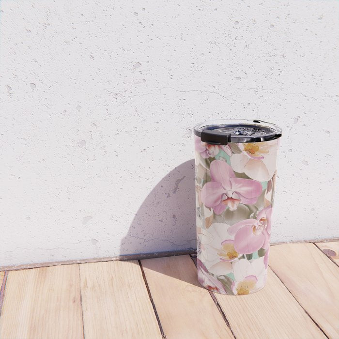 Lush Pink Tropical Flowers I Travel Mug Gallery Image 4