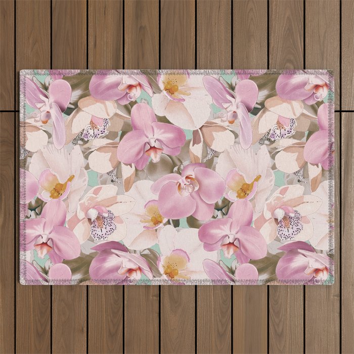 Lush Pink Tropical Flowers I Outdoor Rug Gallery Image 1