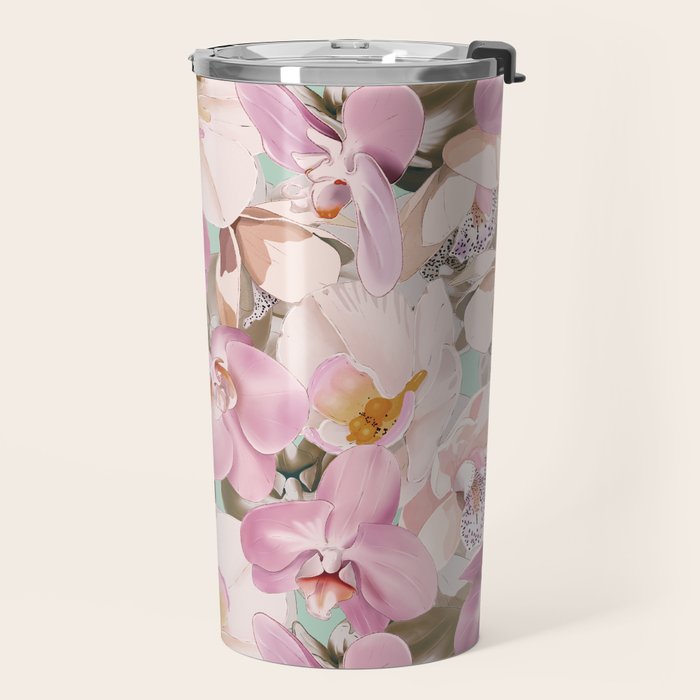 Lush Pink Tropical Flowers I Travel Mug Gallery Image 2