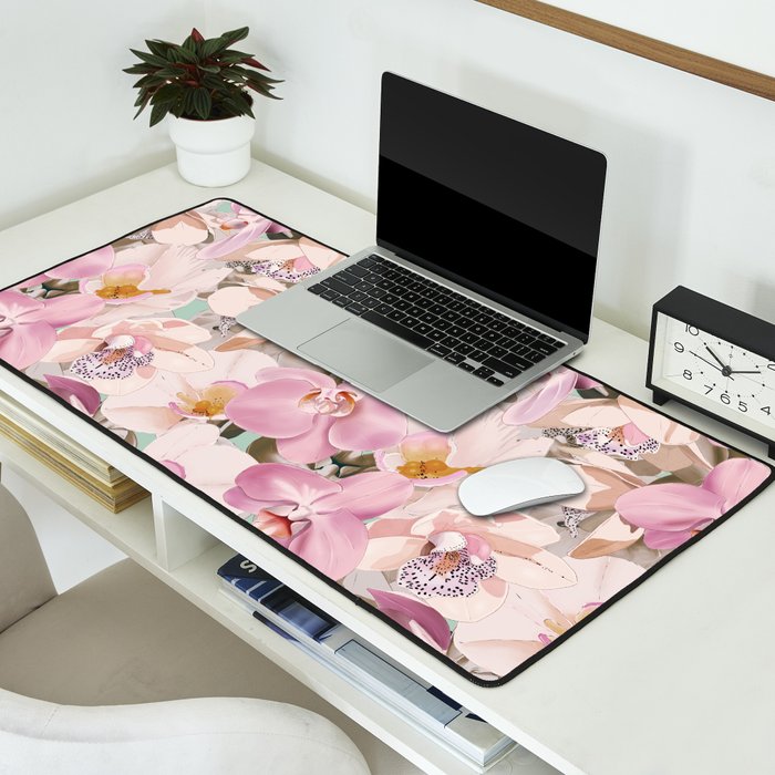 Lush Pink Tropical Flowers I Desk Mat Gallery Image 2